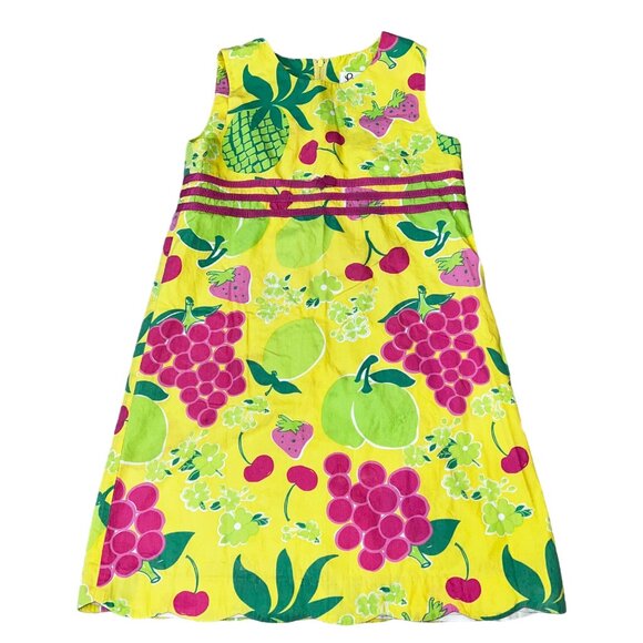Lilly Pulitzer Vintage White Label Fruit Dress Girls 8 Pineapples Grapes Print - Picture 2 of 7